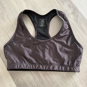 ❤️ Goldsheep Shiny Purple Sports Bra with Racerback Design